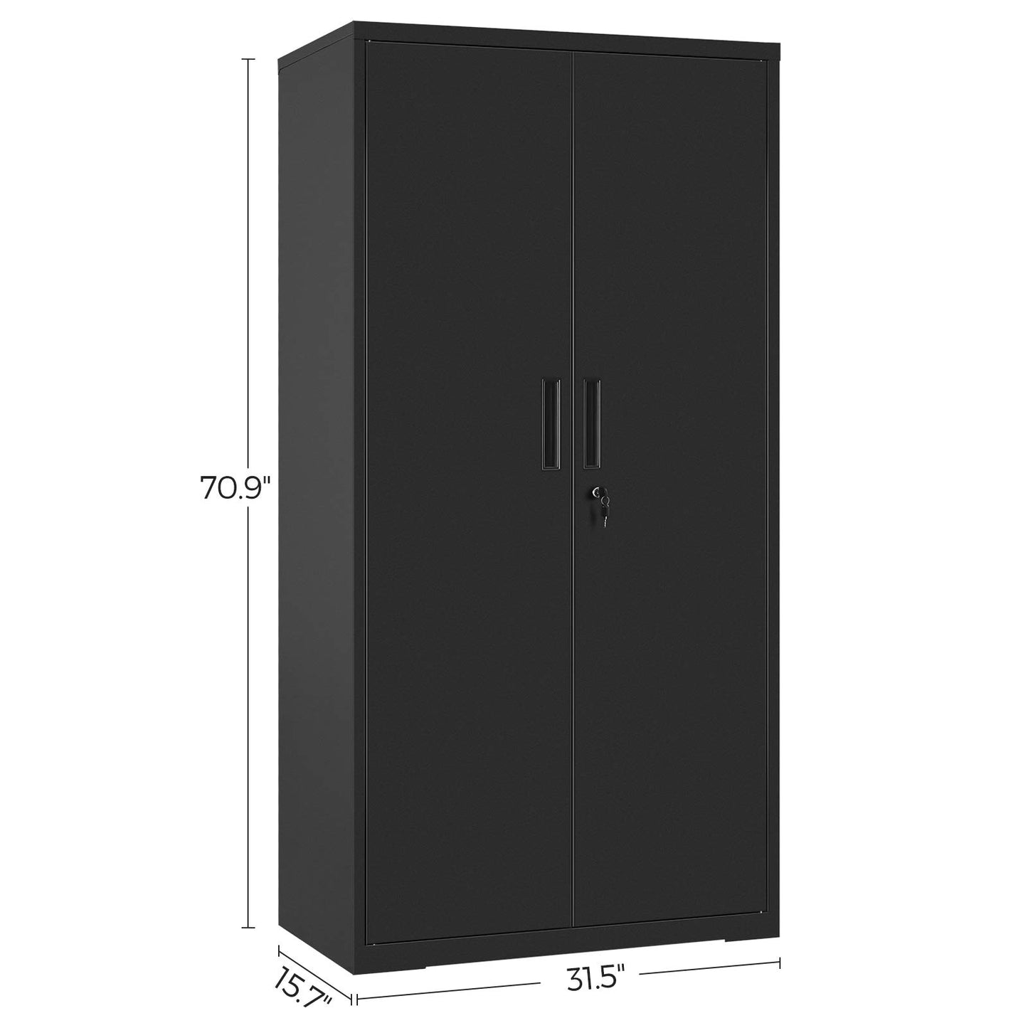 SONGMICS Garage Cabinet, Metal Storage Cabinet with Doors and Shelves, Office Cabinet for Home Office, Garage and Utility Room, Black UOMC015B01
