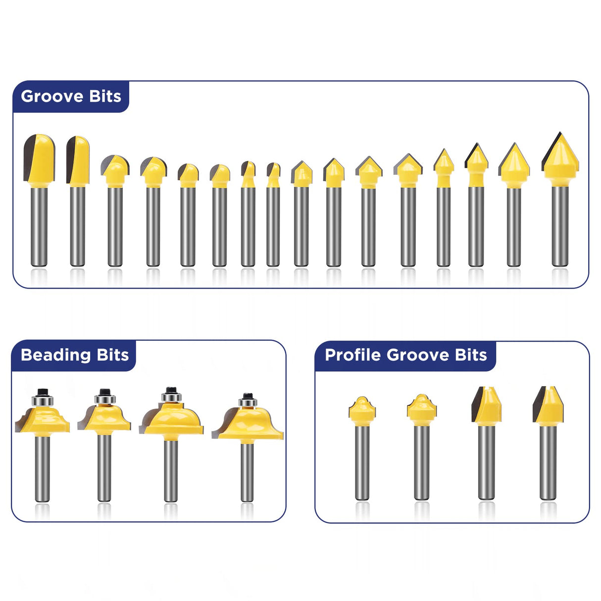MNA Router Bits Set 1/4 Inch Shank 丨100 Piece Set MNA
