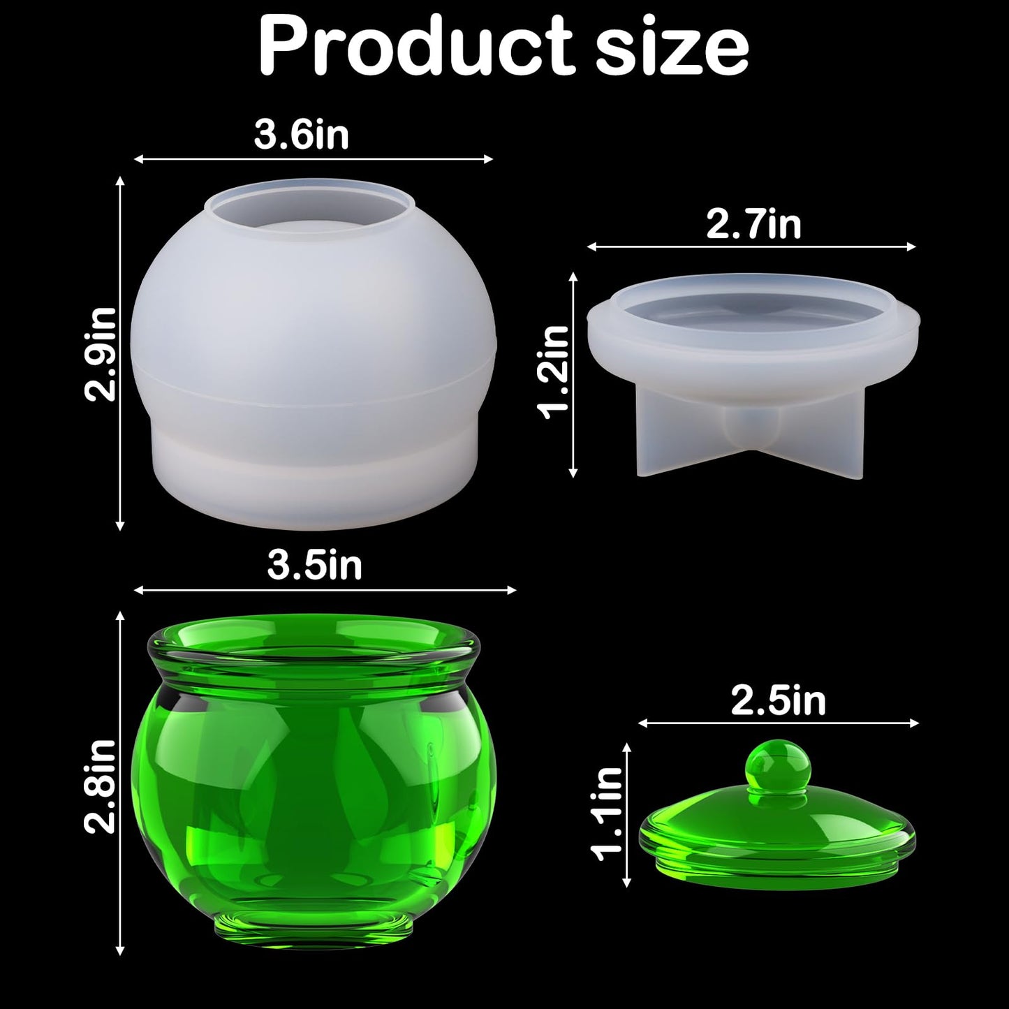 Juome Jar Resin Molds Silicone, Large Jars Silicone Molds with Lid for Epoxy Resin Casting, Resin Mold for DIY Jewelry Storage Box, Candy Container,