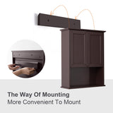 VANIRROR Brown Wall-Mounted Bathroom Cabinet with Adjustable Shelf and Stylish Design VANIRROR