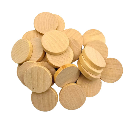 50 Pcs 1 Inch Natural Wood Slices Unfinished Round Wood Coins,Round Wooden Discs Circles,Natural Unfinished Wood Plaque for DIY Arts & Crafts - WoodArtSupply