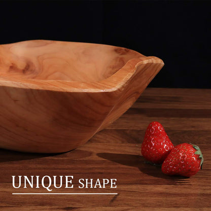 DeziWood Large Wooden Bowl, Creative Handmade Carved Wood Fruit Bowls, Wooden Bowls for Decor Key Snack Storage (12"-14") - WoodArtSupply