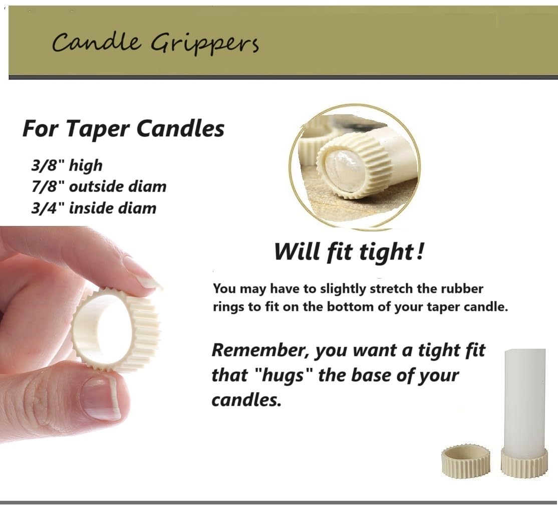 Factory Direct Craft Pack of 20 Rubber Candle Hugger Grippers - Candle Holders for Taper Candles and Candle Cups - Stay Put Candle Grips Keep The Factory Direct Craft