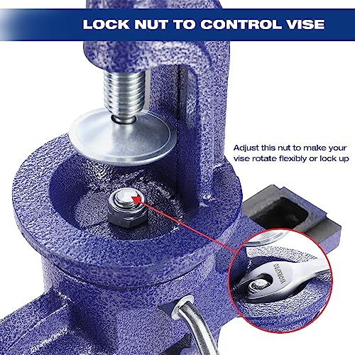 WORKPRO Bench Vise, 2.5 Inch Jaw Width Universal Table Vise, 360°Swivel Base Home Vice Bench Clamp with Magnetic Jaw Pads, Portable Clamp-on Vise WORKPRO