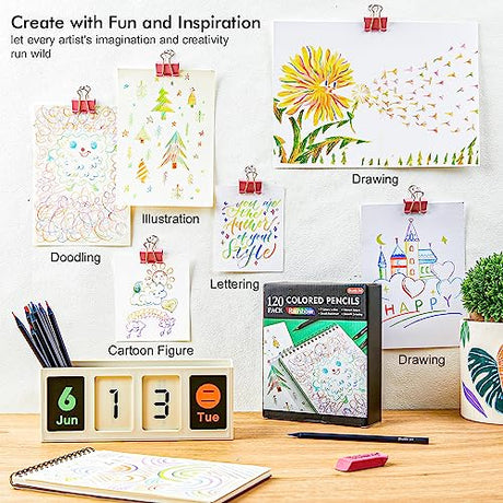 Shuttle Art 120 Pack Rainbow Pencils Bulk, 7 Colors in 1 Rainbow Colored Pencils, Pre-sharpened, Break-resistant Black Wooden Pencils for Kids and Shuttle Art