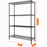 4-Shelf Adjustable Heavy Duty Storage Shelving Unit, Metal Organizer Wire Rack for Laundry Bathroom Kitchen Pantry Closet, Black Soywey