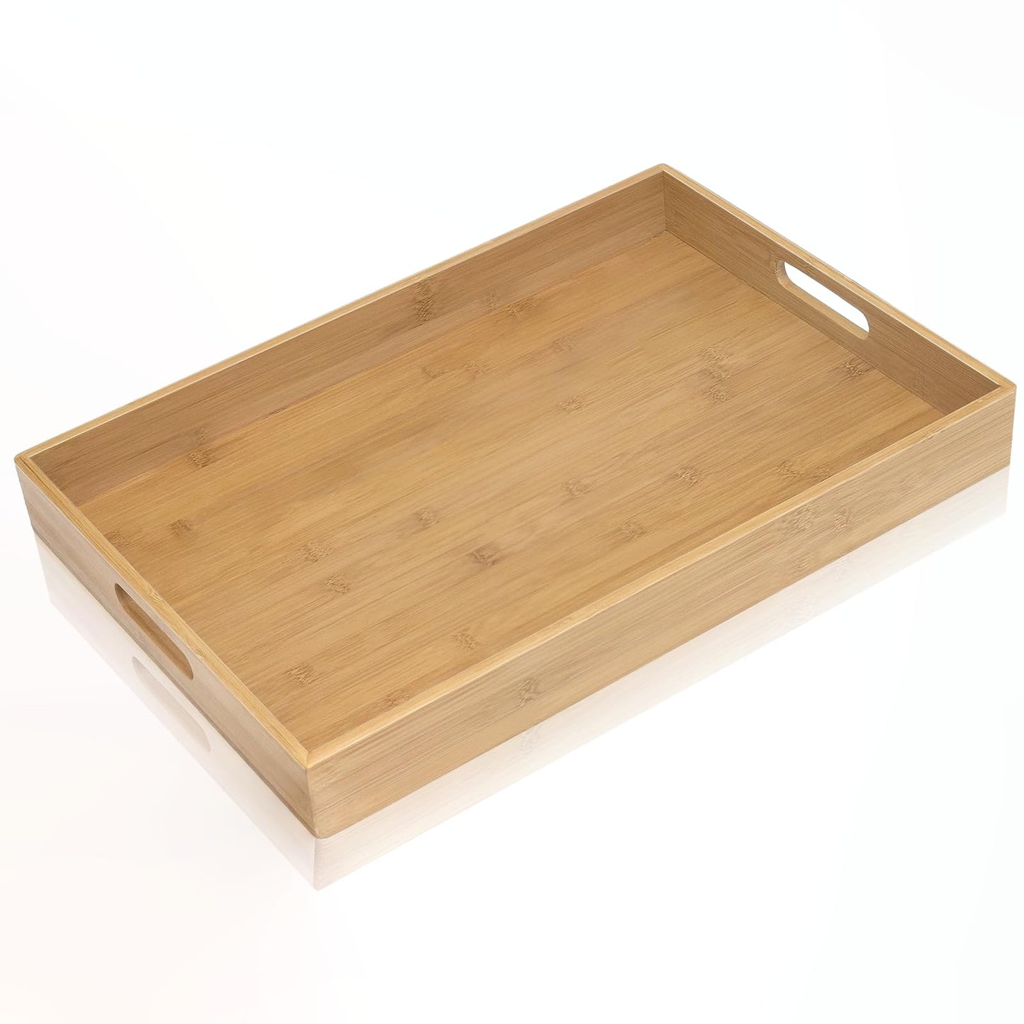 Krimax Serving Tray with Handles, Bamboo Breakfast Tray Wooden Trays Decorative Serving Platter for Eating, Working, Storing, Used in Bedroom,