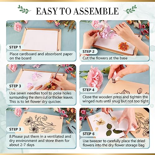 Aboofx Large Professional Flower Press Kit, 6 Layers 10.8 x 6.9 inch DIY Flower Pressing Kit for Adults to Making Dried Flower & Press Flowers Arts