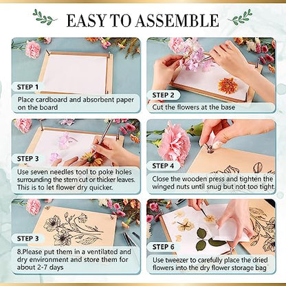 Aboofx Large Professional Flower Press Kit, 6 Layers 10.8 x 6.9 inch DIY Flower Pressing Kit for Adults to Making Dried Flower & Press Flowers Arts - WoodArtSupply