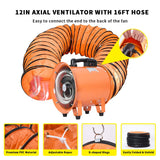 Utility Blower Fan 12 Inch, 550W High Velocity Ventilator with Duct Hose, Low Noise Portable Ventilation Fan, Fume Extractor for Exhausting & FDTDUCT