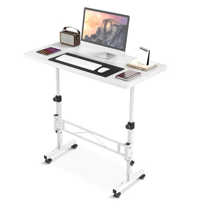 Small Standing Desk Adjustable Height, Mobile Stand Up Desk with Wheels, 32 Inch Portable Rolling Desk Small Computer Desk, Portable Laptop Desk - WoodArtSupply