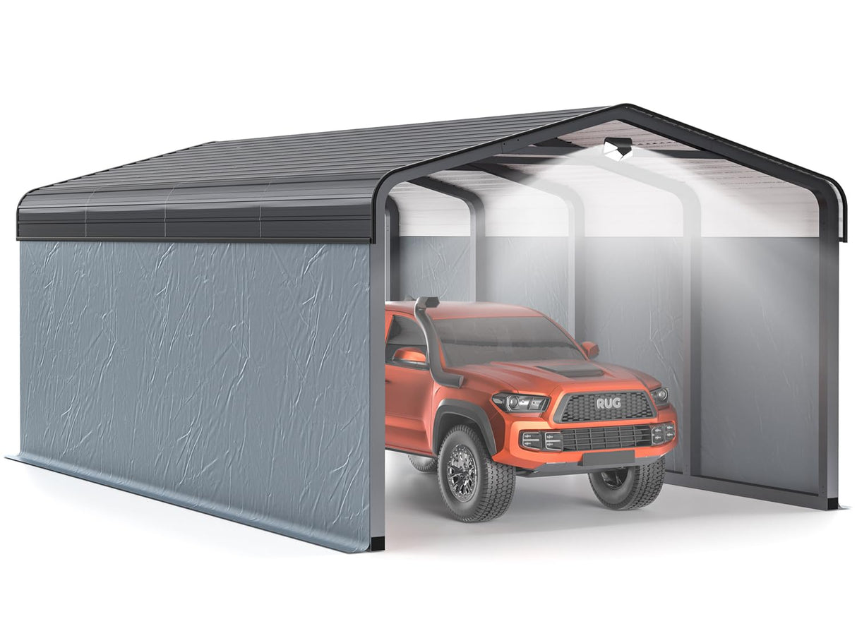 12x20 Metal Heavy Duty Carport - 5 Cases Outdoor Canopy with Galvanized Steel Roof and Metal Carport Kits,Multi-Purpose Extra Large Shade Garage Sannwsg