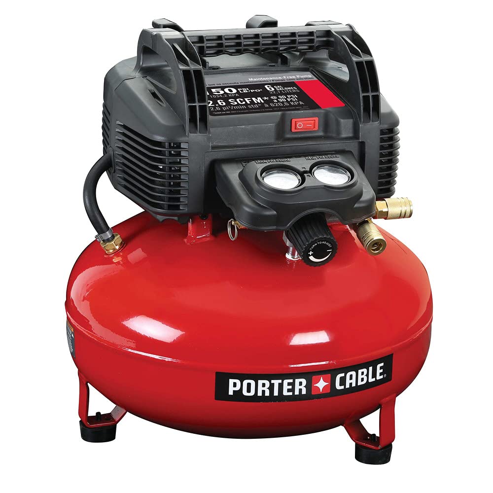 PORTER-CABLE Air Compressor, 6-Gallon, Pancake, Oil-Free (C2002-ECOM) PORTER-CABLE