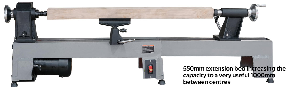 BMWOOD Extension Bed for Woodturning Lathe, Compatible with Harbor Freight Central Machinery 10"X18" Wood lathe in grey color. BMWOOD