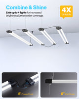Sunco Lighting 2 Pack LED Workshop Garage Black Shop Light 4FT, Plug in Linkable Utility Light Fixtures, 260W=40W, 5000K Daylight, Frosted Lens, Pull Sunco Lighting