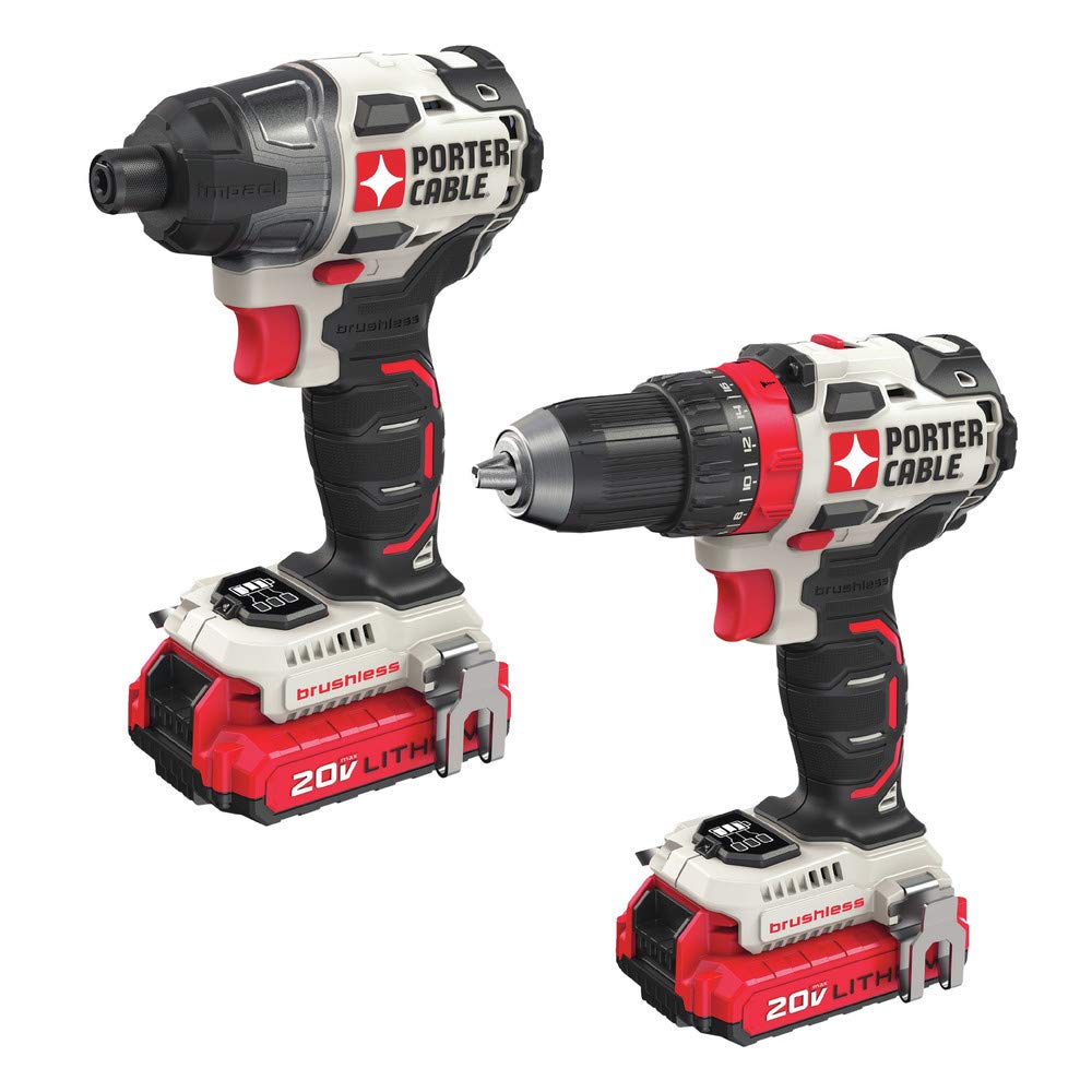 PORTER-CABLE 20V MAX Cordless Drill and Impact Driver, Power Tool Combo Kit with 2 Batteries and Charger (PCCK619L2) PORTER-CABLE