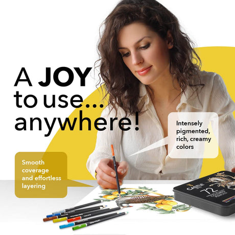 Castle Art Supplies 72 Colored Pencils Set | Quality Soft Core Colored Leads for Adult Artists, Professionals and Colorists | Protected and Organized Castle Art Supplies