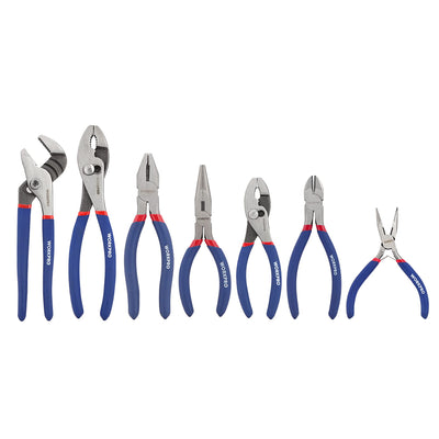 7-piece Workpro Pliers Set with Groove Joint, Long Nose, Slip Joint, Linesman, and Diagonal Pliers for DIY & Home Use
