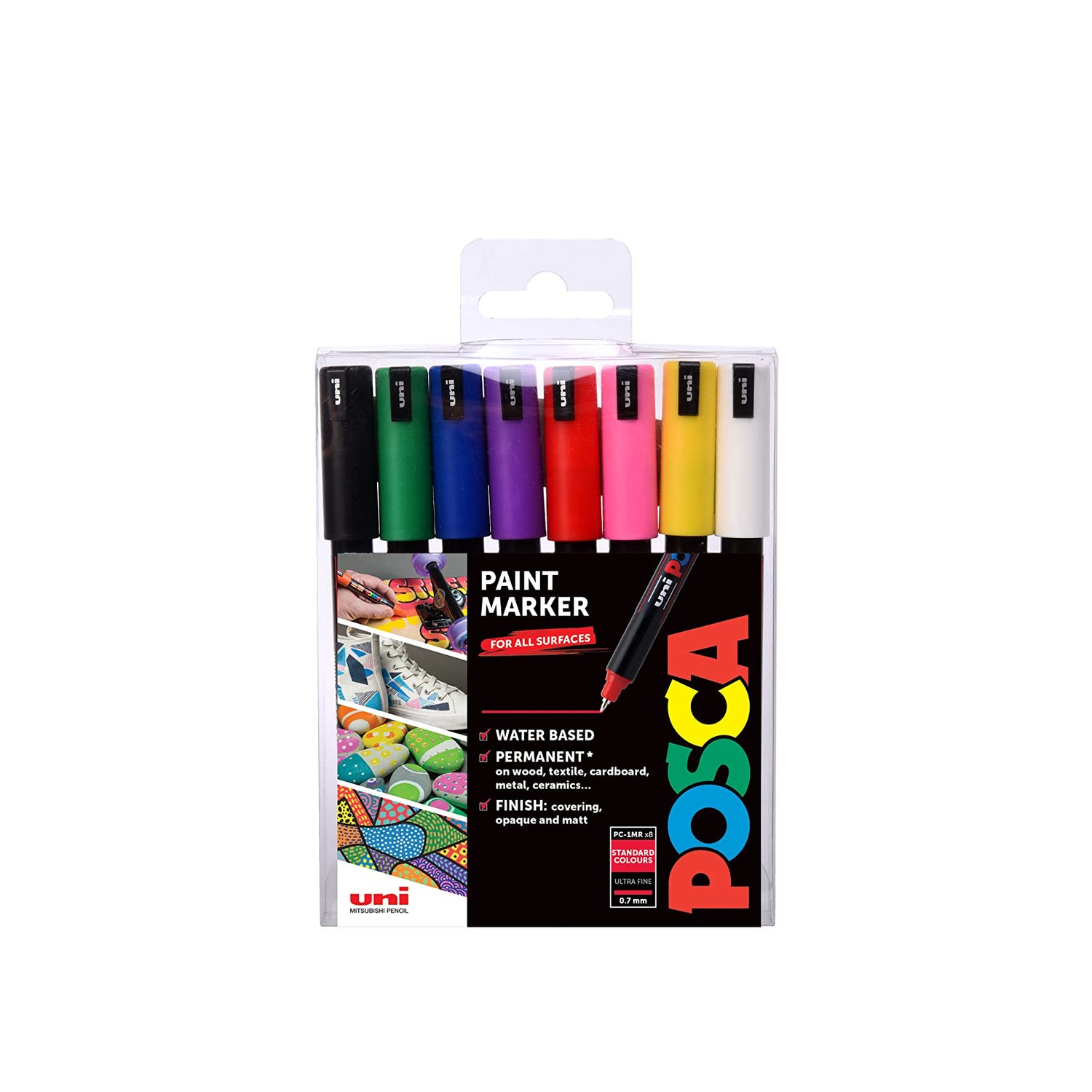 Posca Unibal PC-1MR EXTRA FINE Wallet of 8 STANDARD COLOURS Posca
