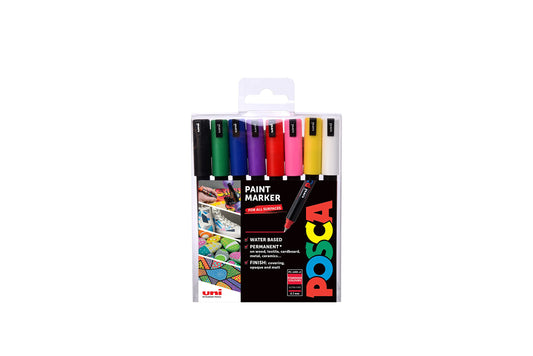 Posca Unibal PC-1MR EXTRA FINE Wallet of 8 STANDARD COLOURS - WoodArtSupply