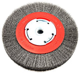 Forney 72751 Wire Bench Wheel Brush, Narrow Face Fine Crimped with 1/2-Inch and 5/8-Inch Arbor, 6-Inch-by-.008-Inch Forney