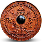 Carfar Medieval Vikings Era Full Adult Size 30inch Warrior Shield Handmade Natural Wood Carved Battle Play Halloween Cosplay (Leif Erikson) Carfar