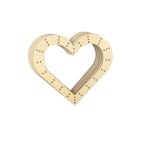 14 Inch 6 Pack Unfinished Wooden Wreath Heart Shape Rings Crafts Hanging Floral Hoop Garland Wood Wreath Frames for Home Decor (0.18 inch Thick,with Cregugua