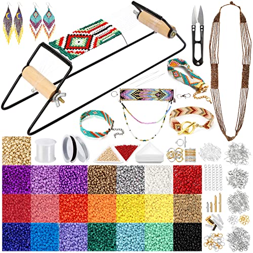 PP OPOUNT Value Bead Loom Kit, 11343 PCS Loom Beading Supplies with Lots of Seed Beads, Complete Jewelry Making Tools and Accessories, Beading Loom PP OPOUNT