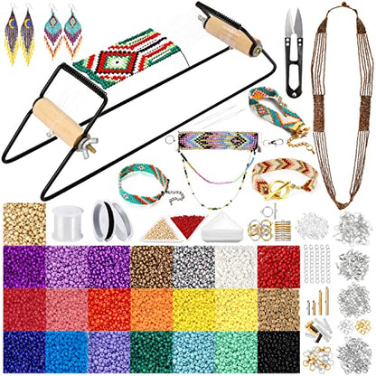 PP OPOUNT Value Bead Loom Kit, 11343 PCS Loom Beading Supplies with Lots of Seed Beads, Complete Jewelry Making Tools and Accessories, Beading Loom - WoodArtSupply