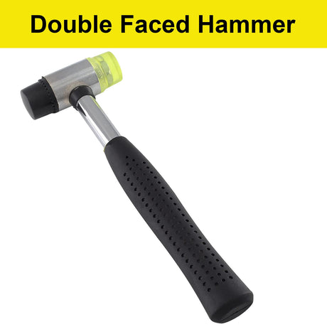 Kyuionty Rubber Mallet Hammer 25mm Double-Face Nylon Rubber Hammer, Soft & Hard Head Mallet with Replacement Heads for Jewelers, Woodworking, Floor Kyuionty