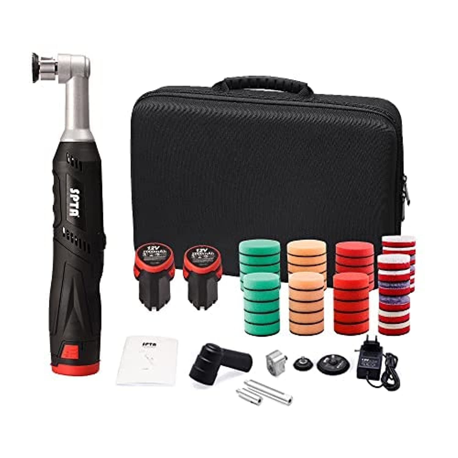 SPTA Cordless Mini Car Polisher, 12V Micro Cordless Scratches Killer Car Polisher RO/DA Mini Car Polisher for polishing, Sanding and Cleaning SPTA