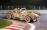 UGEARS Vintage Car Model Kit - Drift Cobra Racing Car 3D Puzzle Kit Idea - Wooden 3D Puzzles Model Kits for Adults with Powerful Spring Motor - Model UGEARS