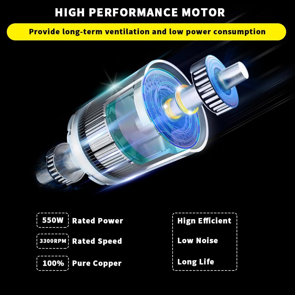 Utility Blower Fan 12 Inch, 550W High Velocity Ventilator with Duct Hose, Low Noise Portable Ventilation Fan, Fume Extractor for Exhausting & FDTDUCT