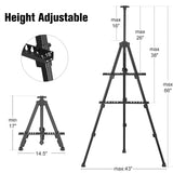 Art Painting Display Easel Stand - Portable Adjustable Aluminum Metal Tripod Artist Easel with Bag, Height from 17" to 66", Extra Sturdy for abitcha