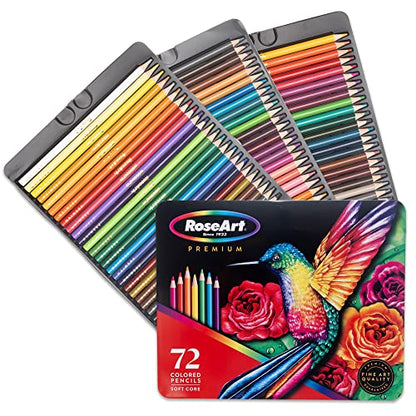 RoseArt Premium 72ct Colored Pencils – Art Supplies for Drawing, Sketching, Adult Colors, Soft Core Color Pencils 72 Pack, multi
