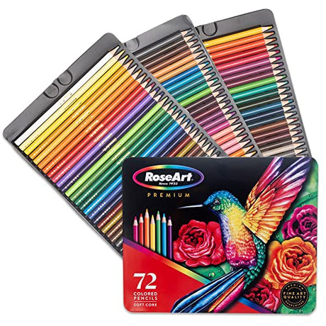 RoseArt Premium 72ct Colored Pencils – Art Supplies for Drawing, Sketching, Adult Colors, Soft Core Color Pencils 72 Pack, multi RoseArt