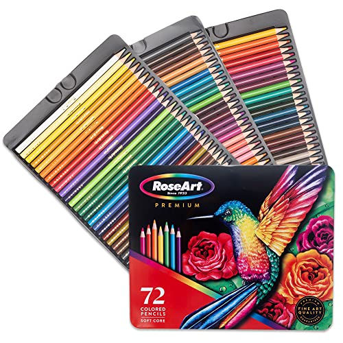 RoseArt Premium 72ct Colored Pencils – Art Supplies for Drawing, Sketching, Adult Colors, Soft Core Color Pencils 72 Pack, multi - WoodArtSupply