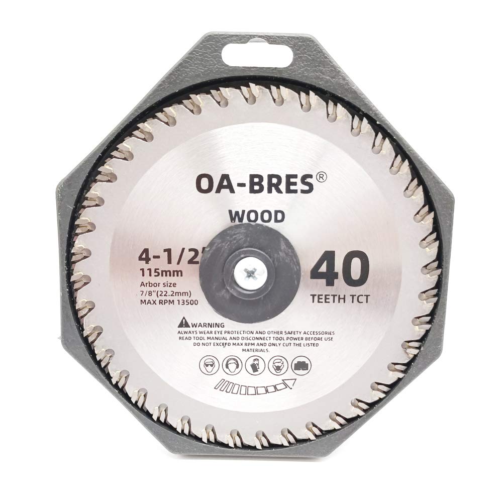 3Pack 4-1/2-Inch 40T TCT Circular Saw Blade with 7/8-Inch Arbor, Carbide Tipped Teeth General Purpose Hard & Soft Wood Cutting Saw Blade for Angle OA-BRES