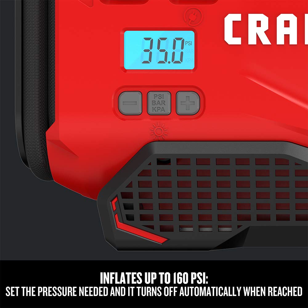 CRAFTSMAN V20 Tire Inflator, Compact and Portable, Automatic Shut Off, Digital PSI Gauge, Bare Tool Only (CMCE520B) Craftsman