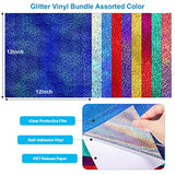 Holographic Glitter Vinyl Sheets 9 Pack Vinyl Permanent - Easy to use Adhesive Vinyl for Craft Decor,12” X 12” （Holographic Glitter） GIRAFVINYL
