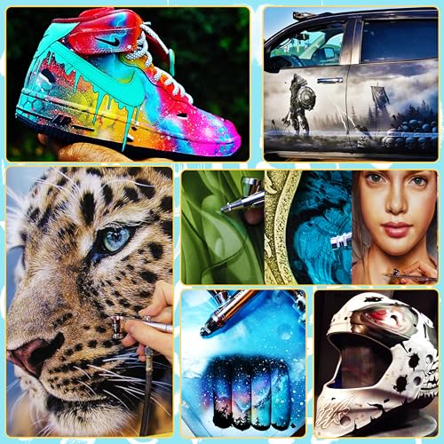 Airbrush Paint Set - 24 Colors Airbrush Paint with 2 Cleaning Brush, Ready to Spray Airbrush Kit, Water Based Acrylic Air Brush Paint Kit for Artists Muloen