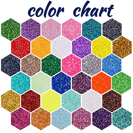 Ultra Fine Glitter 36 Assorted Colors Set, Holographic Glitter Powder for Tumblers, Slime Epoxy Resin Arts and Crafts Glitter, Iridescent Cosmetic Linwulte