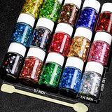 LEOBRO Holographic Chunky Glitter, 15 Colors Glitter, Craft Glitter for Resin, Nail Glitter, Festival Cosmetic Hair Face Body Glitter, Glitter Flakes LEOBRO