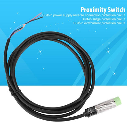 PR12-4DN Metal Inductive Proximity Sensor Switch 3-Wire NO NPN Wire Length 1.8m - WoodArtSupply