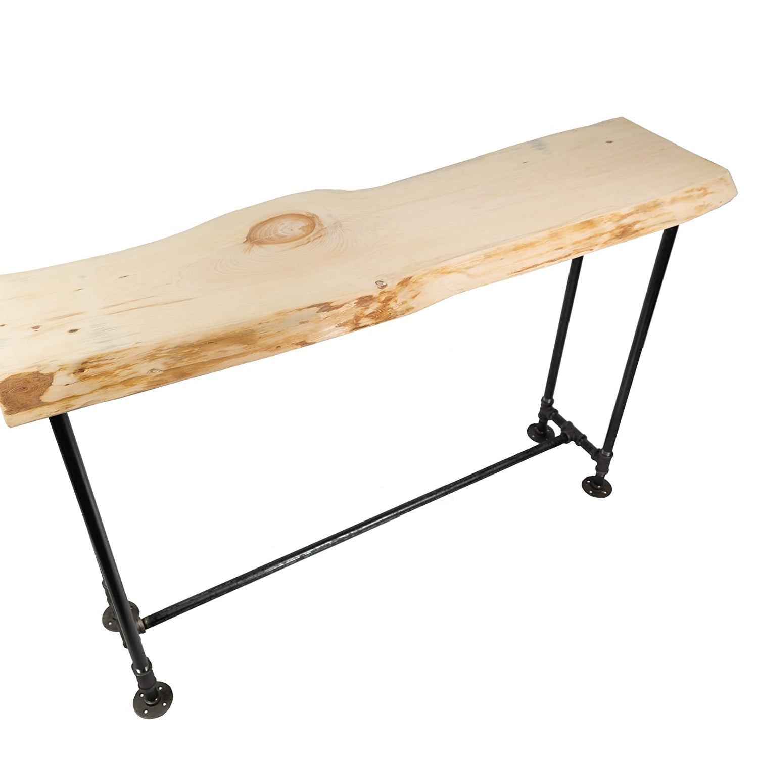 SRL Industrial Console Table - Live Edge Sofa Table – Sofa Tables w/ Solid Pine Slabs & Pipe Legs – Console Tables for Living Room or Bedroom – Southern Rustic LOGWERKS