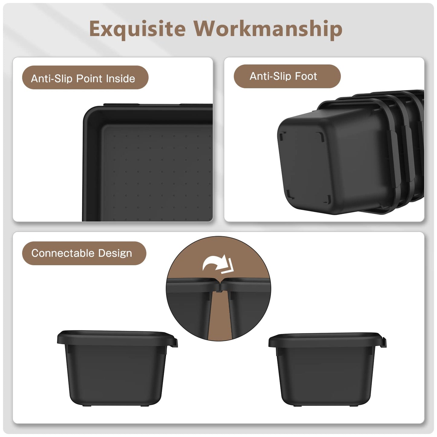 A-LuGei【𝟰𝟲𝗣𝗖𝗦【5 Size】 Tool Box Organizer Tray Divider Set, 【Black】 Desk Drawer Organizer, Garage Organization and Storage Toolbox Accessories Rolling