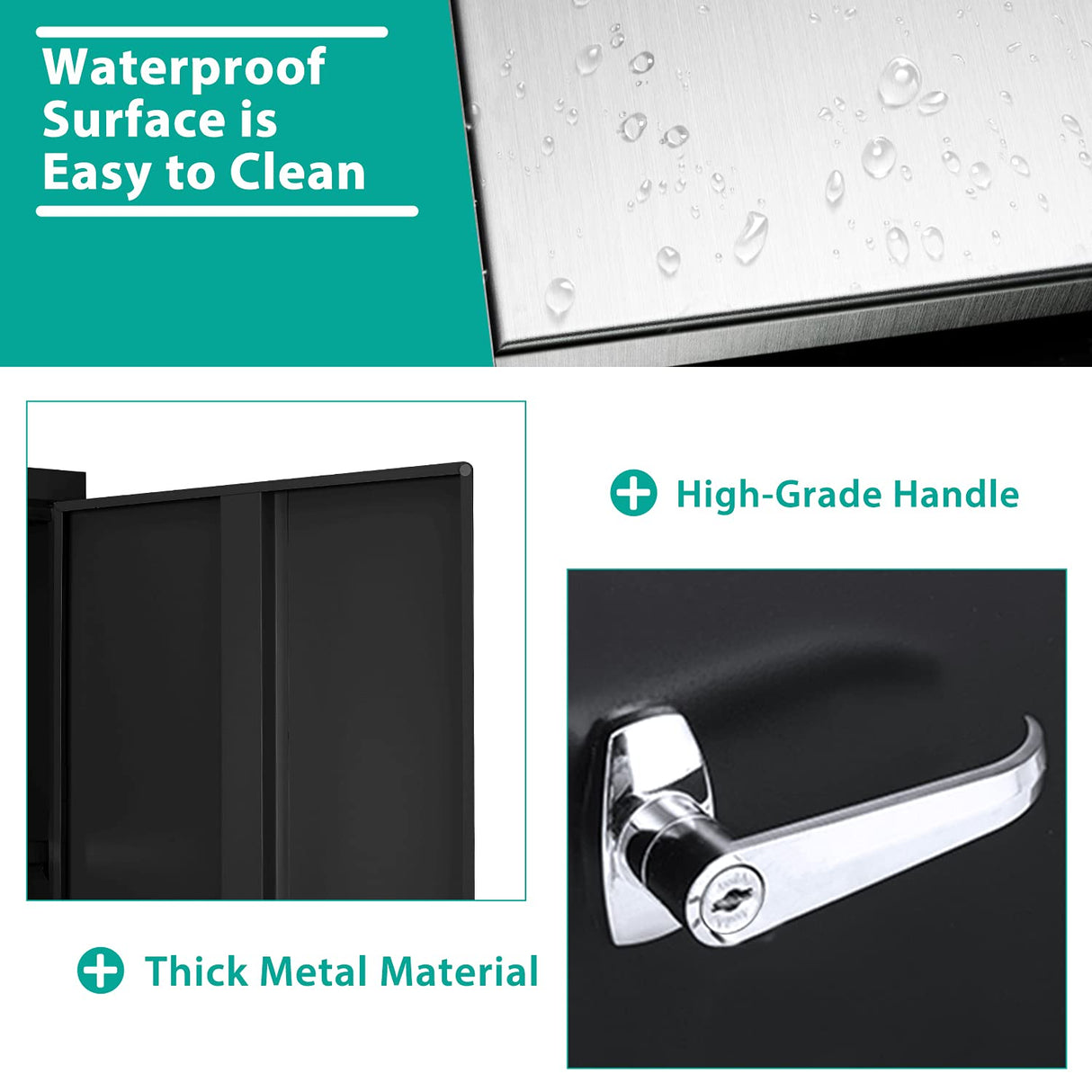 INTERGREAT Black Metal Storage Cabinet Doors, 72" Locking Steel Storage Cabinet with Shelves, Tall Metal Cabinet Lockable Steel Cabinets for Home INTERGREAT