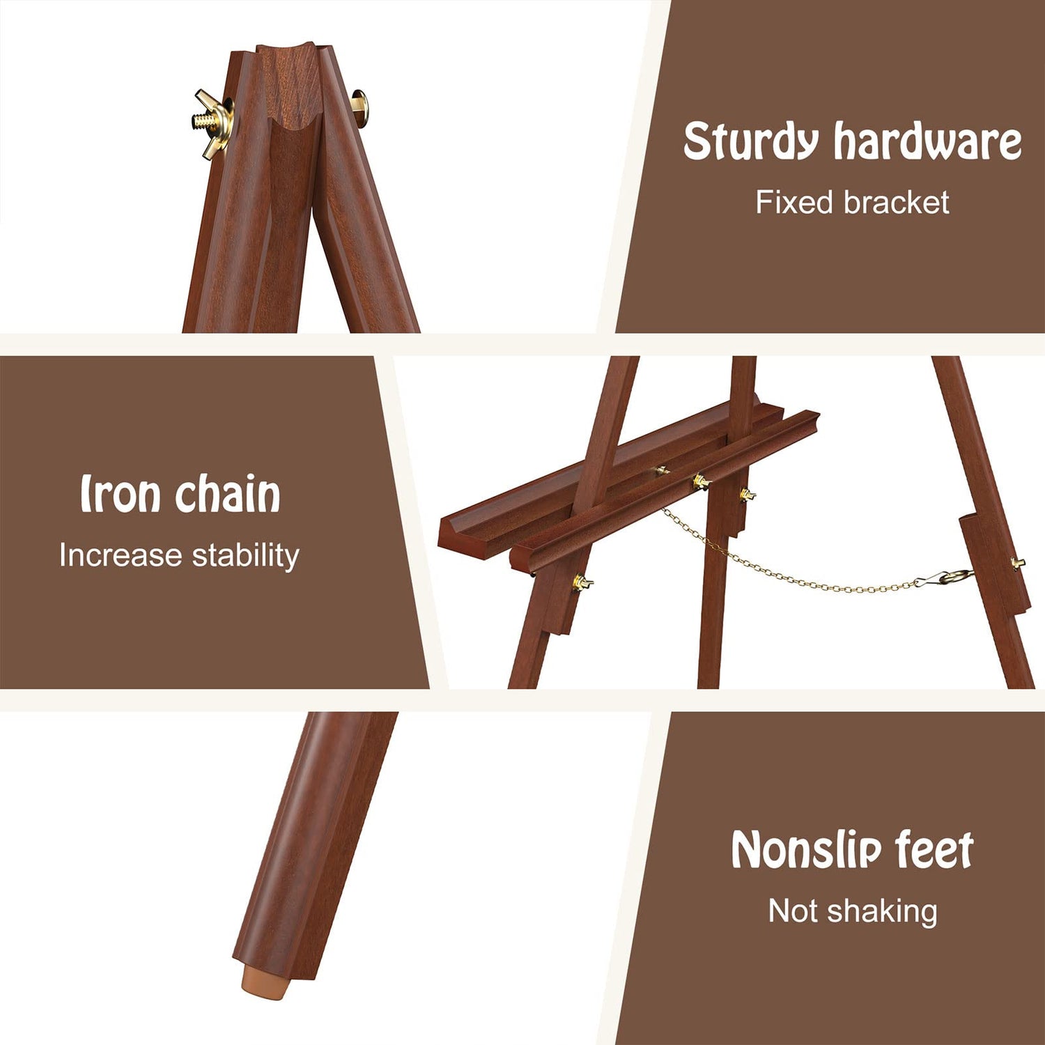 XvmeiMym Wooden Art Easel Stand - 63" Portable Tripod Wood Artist Easel - Adjustable Floor Poster Stand for Painting, Display Show, Wedding - Brown XvmeiMym