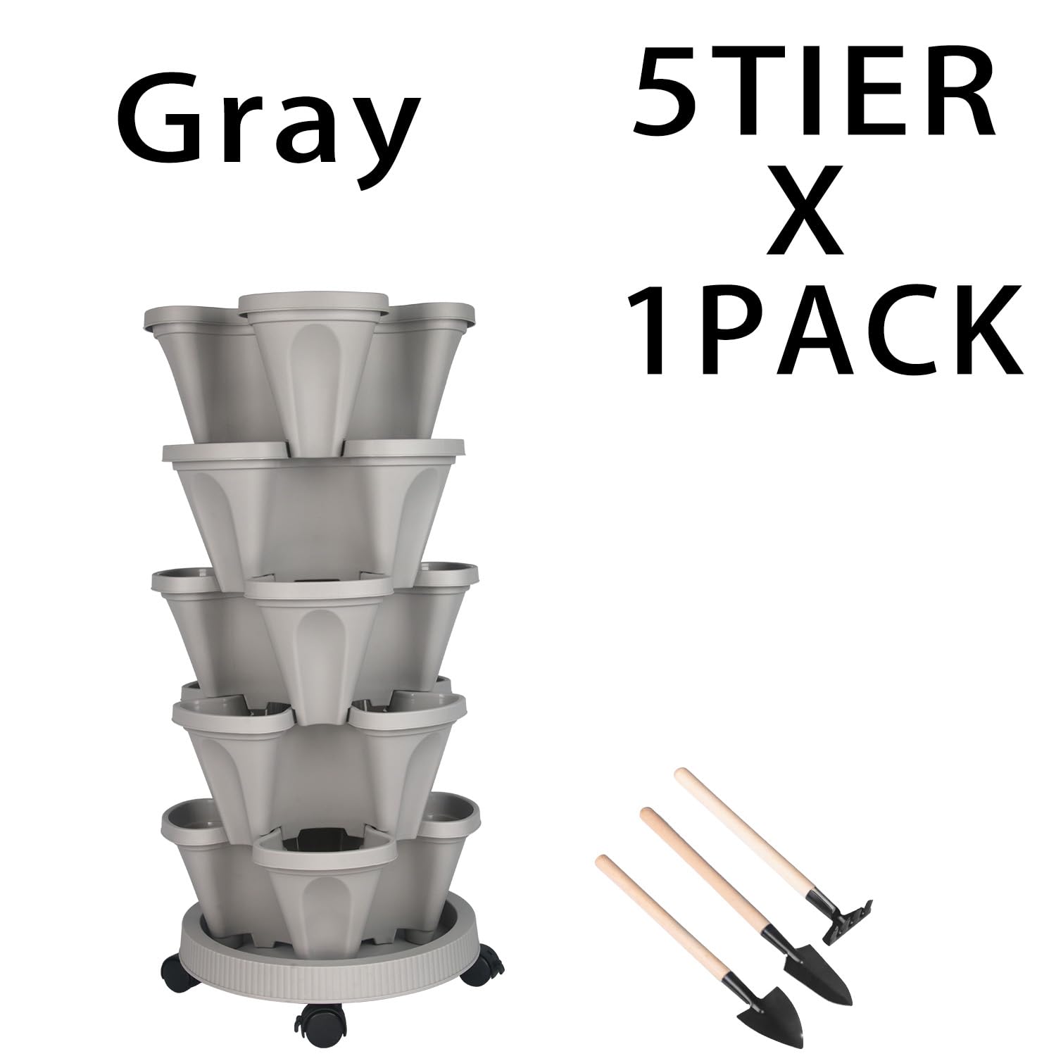 Vertical Planter 5 Tier Stackable Planters Garden Planters Strawberry Herb Flower and Vegetable Planter Indoor Outdoor Gardening Pots with Removable GameXcel