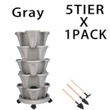Vertical Planter 5 Tier Stackable Planters Garden Planters Strawberry Herb Flower and Vegetable Planter Indoor Outdoor Gardening Pots with Removable GameXcel